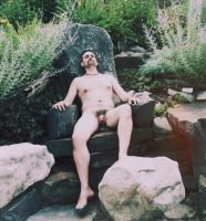 Sitting on a throne in the rock garden 