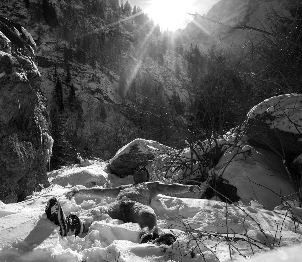 Sunbathing in the snow 