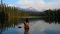 sitting on rock in Scott Lake  1920 x 1080 