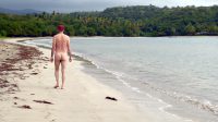 Nude walk at La Sagesse Beach 