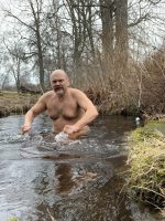 First dip this year in the creek, March 30th 