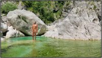 Nude walk along the river 