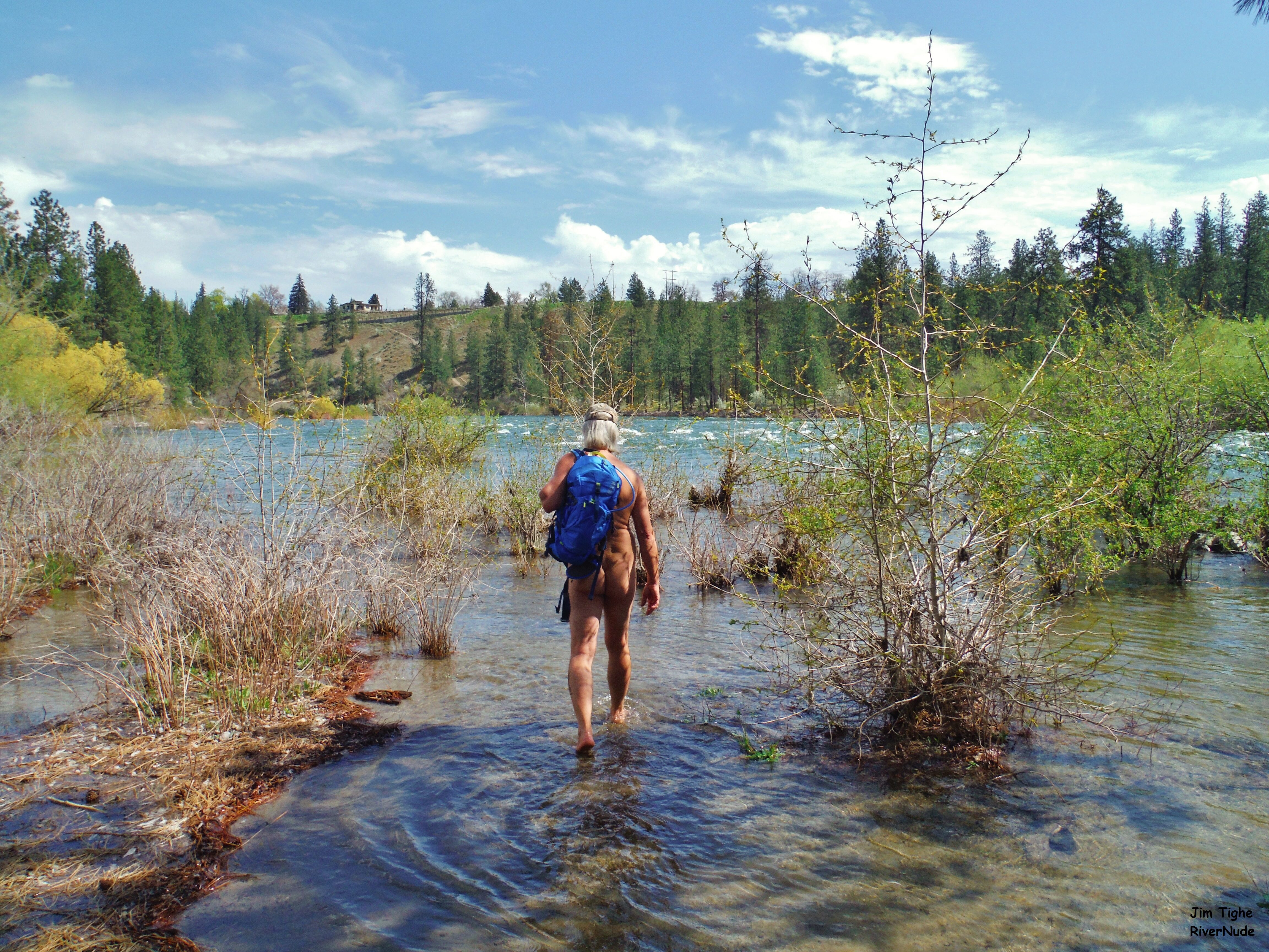 Butt Naked At Spokane River 