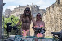 Nudist cyclist couple have finally completed their cheeky tour of UK landmarks 